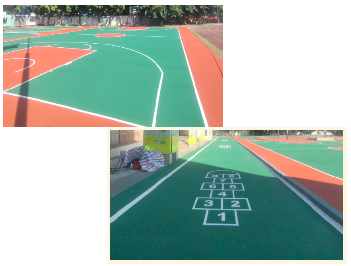 沖鶴小學(xué)改造后的籃球場(chǎng)及趣味活動(dòng)區(qū)