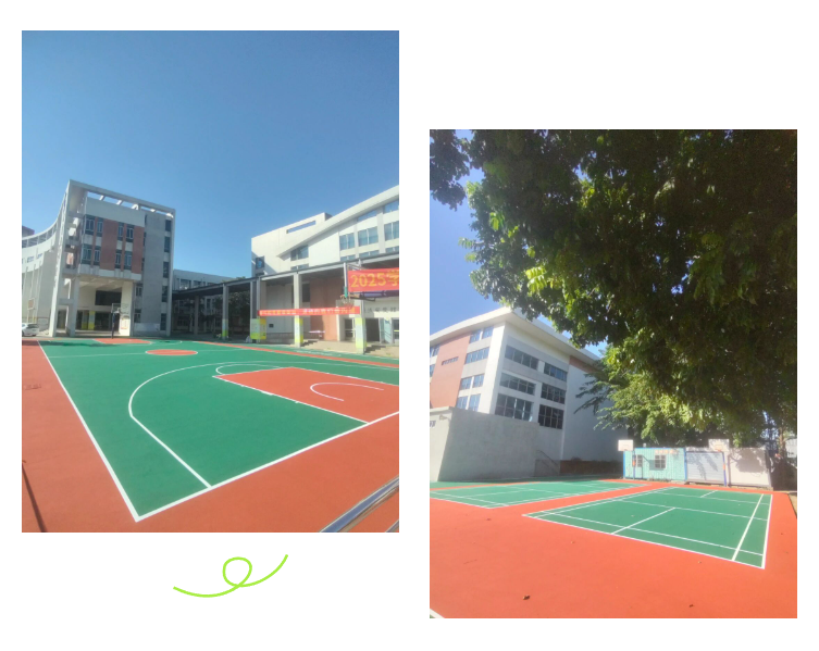 沖鶴小學(xué)改造后的羽毛球場(chǎng)、籃球場(chǎng)