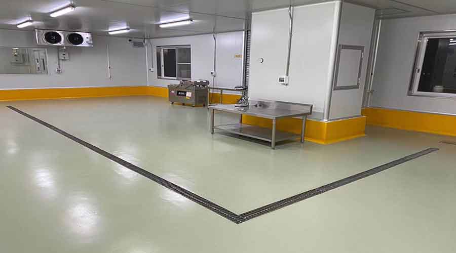 地衛(wèi)士高性能水性聚氨酯砂漿自流平地坪漆在油炸食品車間的應(yīng)用