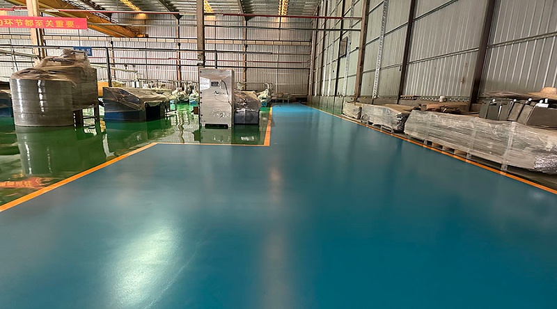 中山箱當(dāng)好包裝材料有限公司“地衛(wèi)士”滾面耐磨型環(huán)氧地坪及聚氨酯砂漿超耐磨型地坪漆完工圖一角